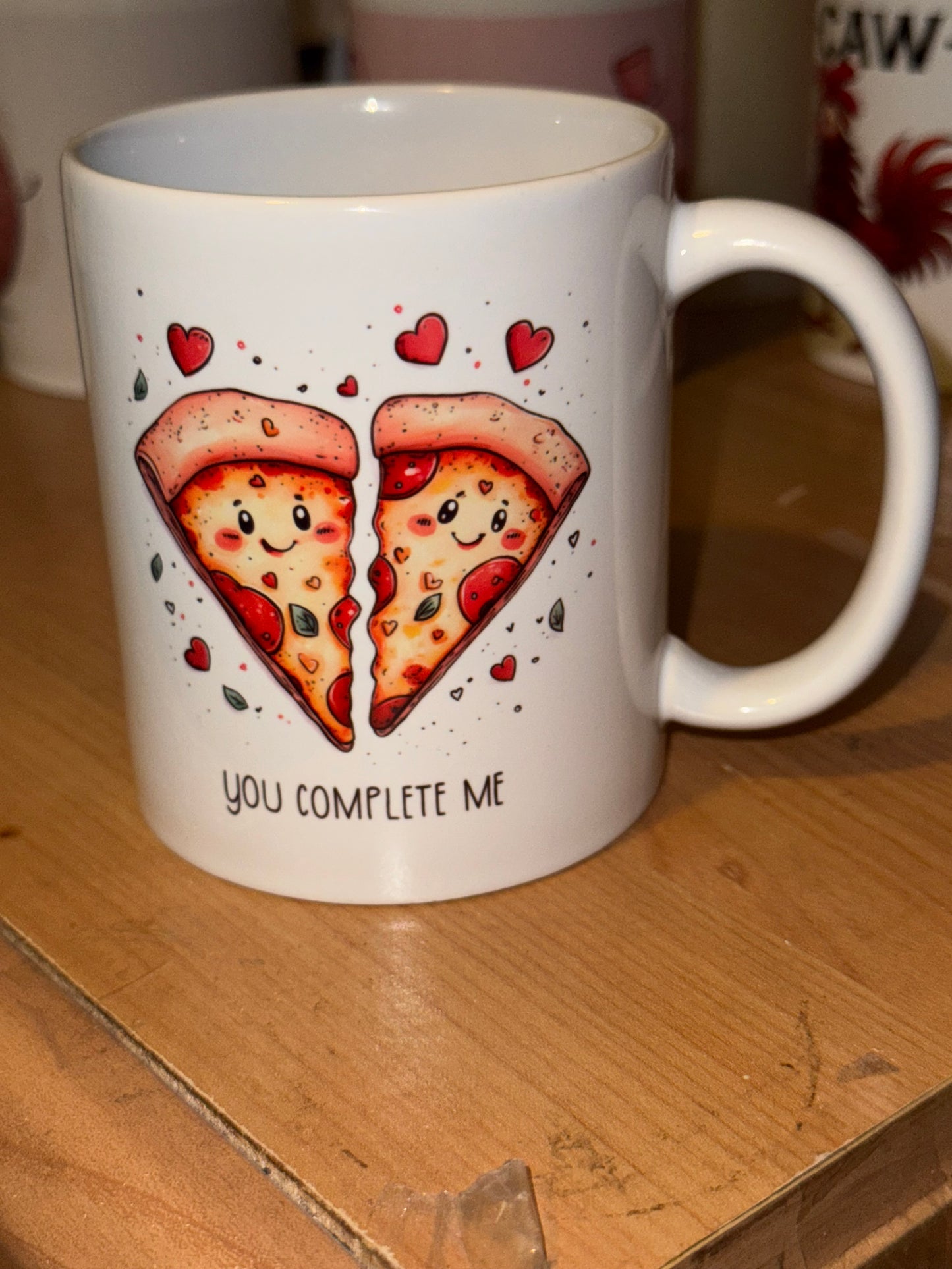 Personalised You Complete Me Pizza Cartoon cup, mug, Valentines Anniversary