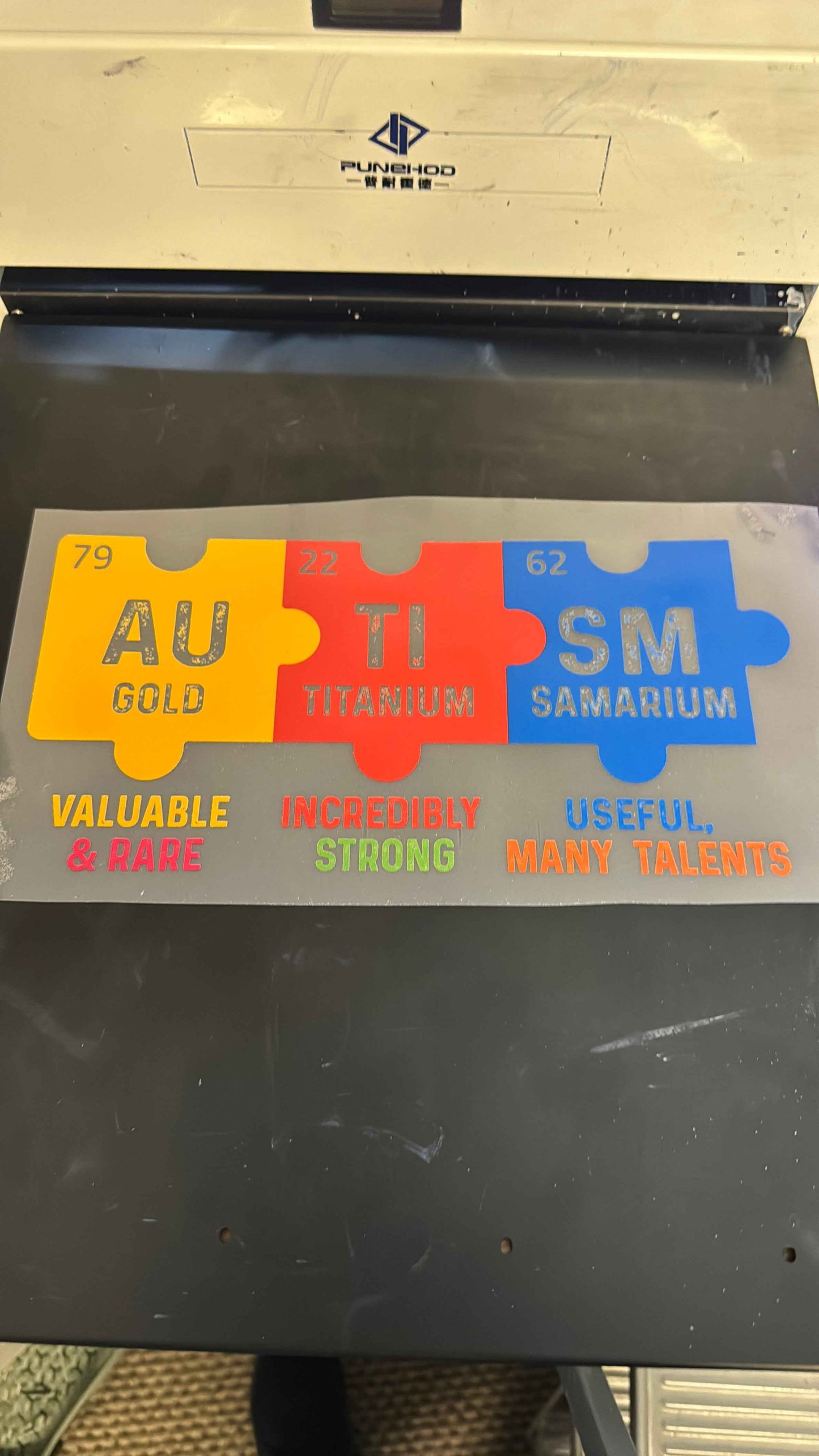 DTF Transfer ONLY - Autism Periodic Table Transfer Ideal for Tshirts, Pillow Case, Tote Bags, Ready For Press - Snazzy Dudds