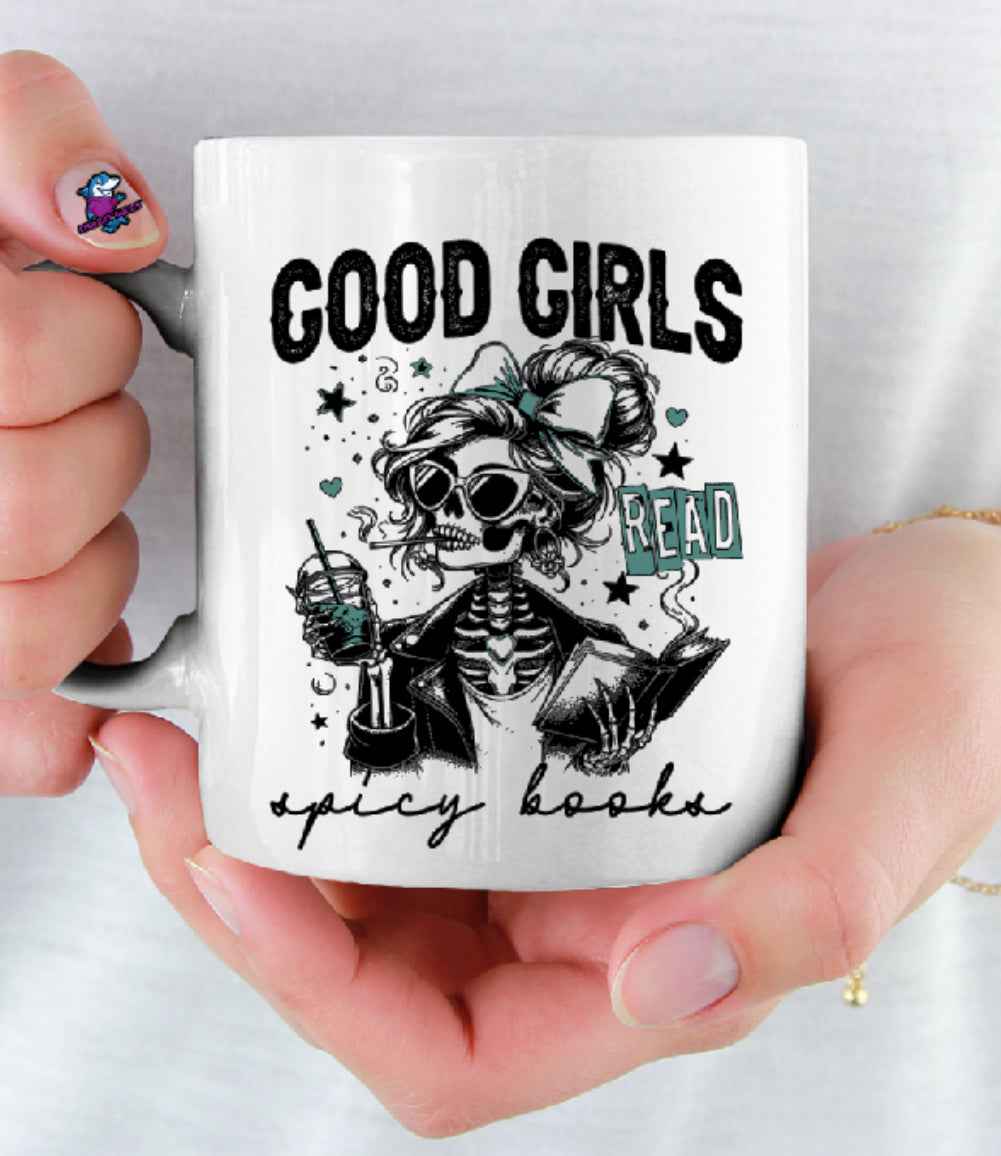 Good Girls Read Spicy Books Gothic Halloween Lover 11oz Cup Mug - Snazzy Dudds