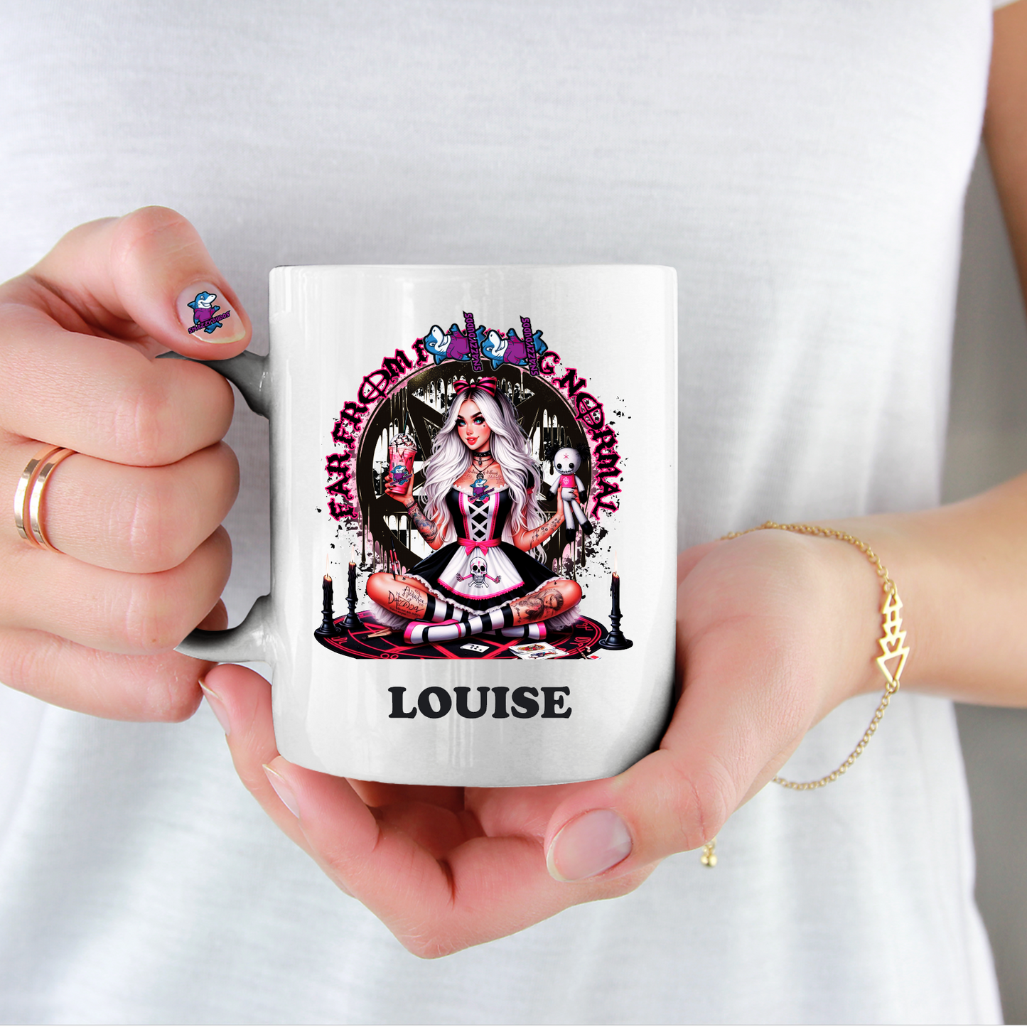 Personalised Far From Normal cup Gift White Cup/Mug gothic lover gift rude