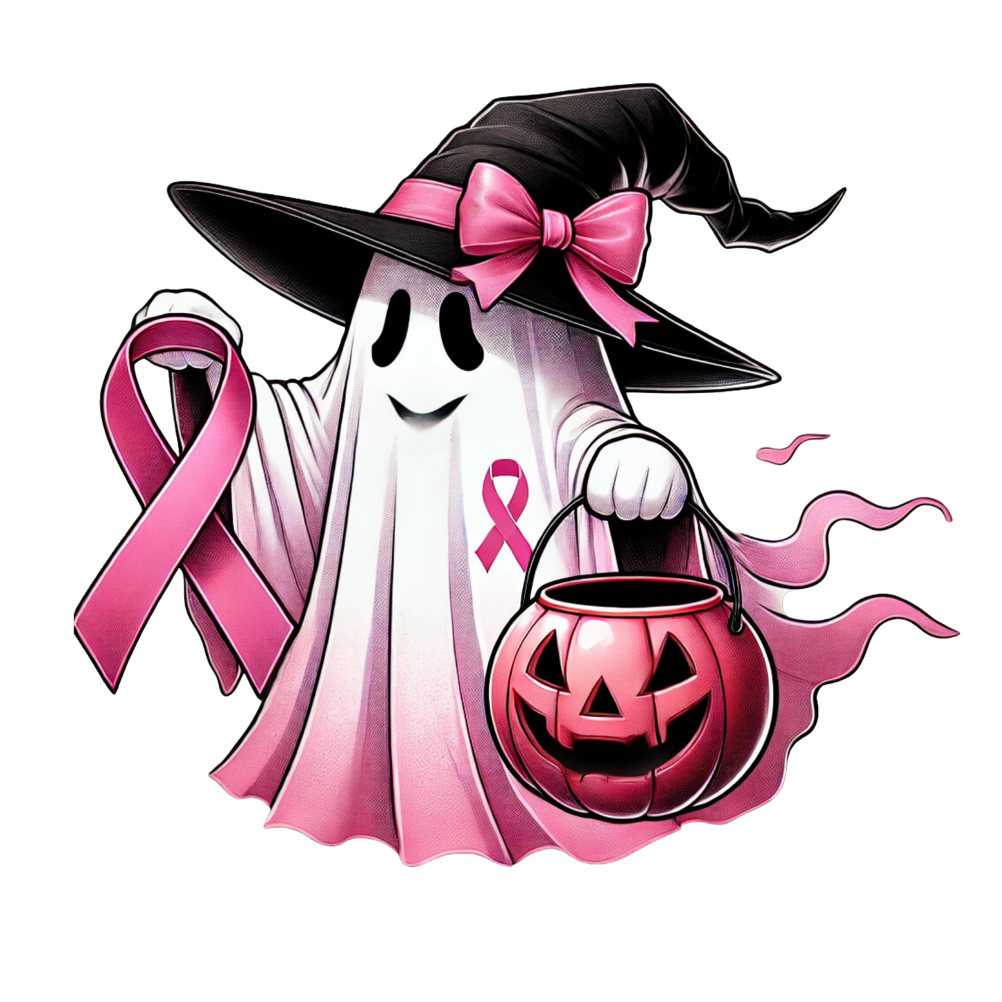 In October We Wear Pink Breast Cancer Awareness Ghost DTF Transfer