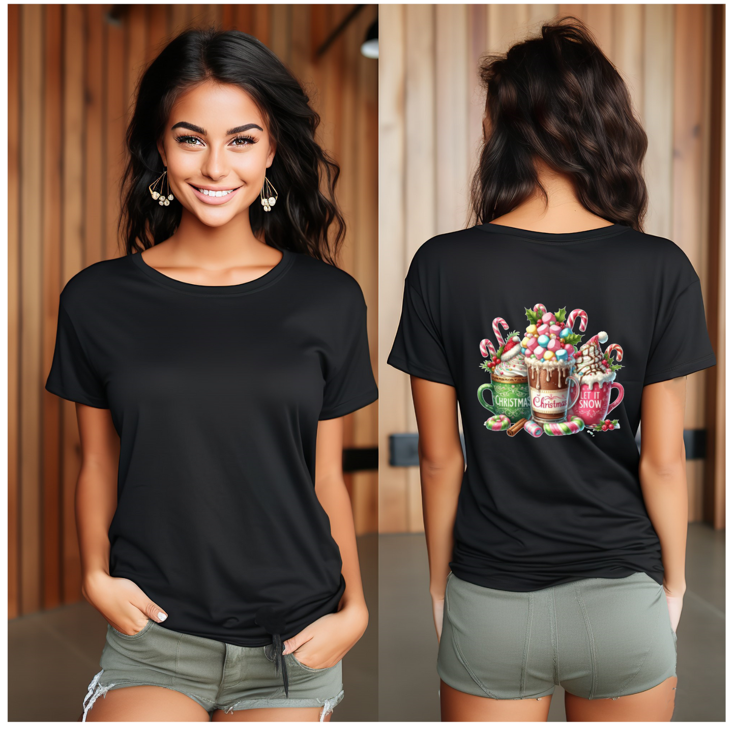 Let It Snow Christmas Marshmallow Drinks Tshirt