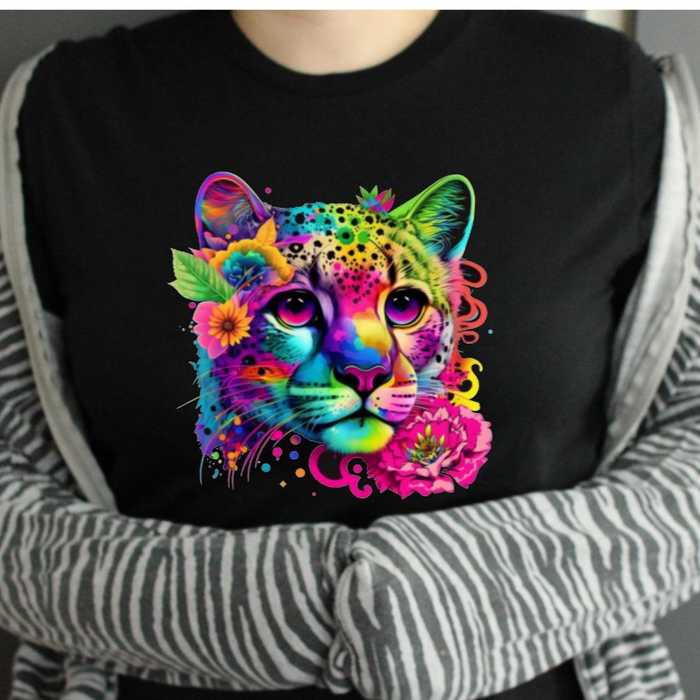 Neon Cat Unisex Crew Neck Tshirt
