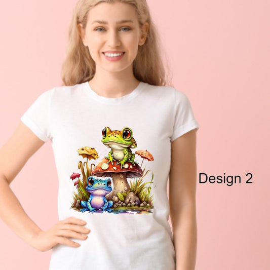 TSHIRT - Frog Adventure Designs to choose from Frog / Mushroom Tshirts - Crew Neck Tshirt Casual - design 2