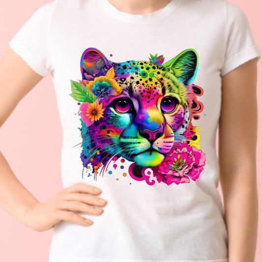 Neon Cat Unisex Crew Neck Tshirt