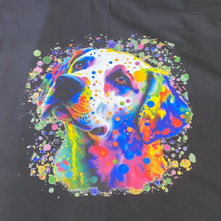 Cute Dog Colourful Labrador Unisex Crew Neck Tshirt or Casual Hoodie Black or White