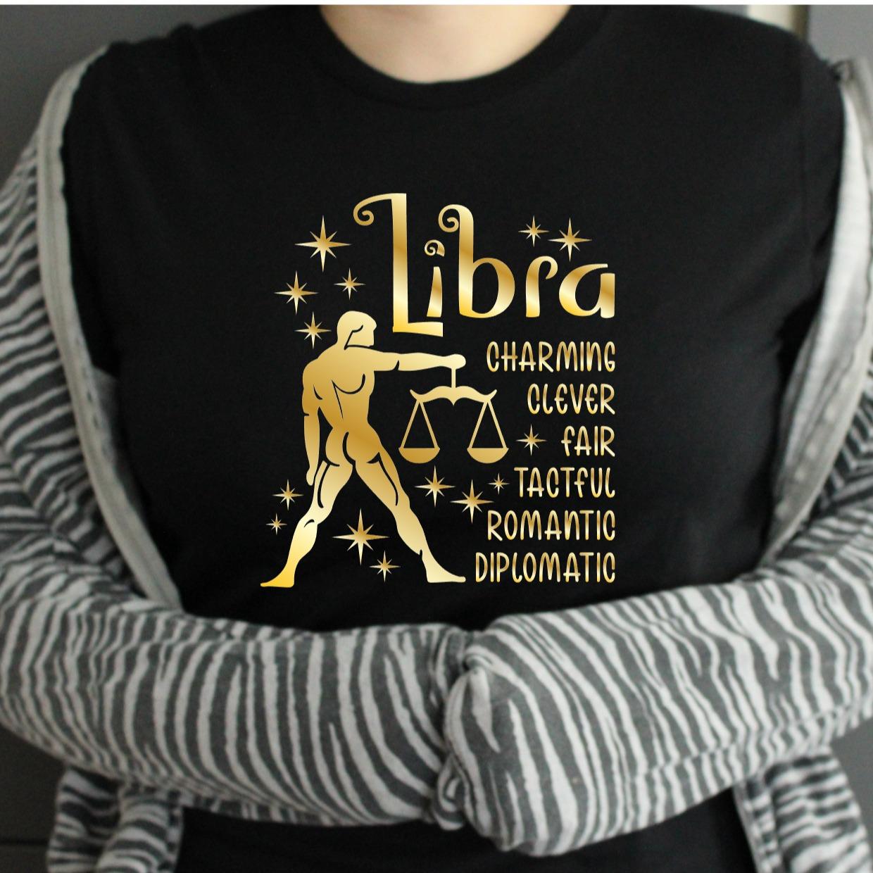 TSHIRT - Zodiac Horoscope Star Sign Astrology Tshirt Birthday Gift - Unisex Casual Crew Neck Tshirt 100% Cotton Libra Pisces Sagittarius Scorpio Taurus Virgo