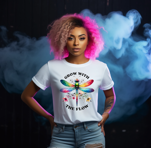 Grow With The Flow Dragonfly White Tshirt