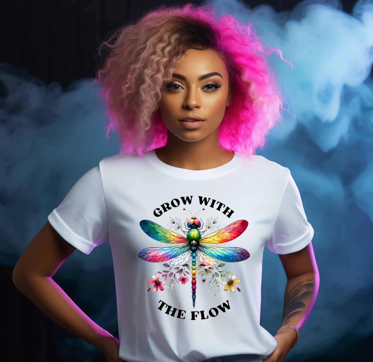 Grow With The Flow Dragonfly White Tshirt