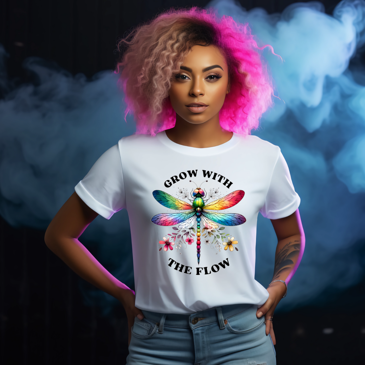 Grow With The Flow Dragonfly White Tshirt