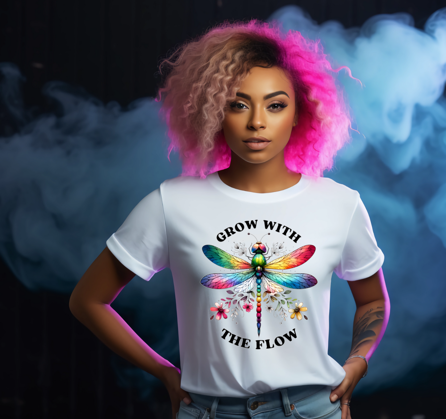 Grow With The Flow Dragonfly White Tshirt