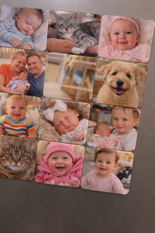 Personalised Photo Fridge Magnets: Custom Family Baby Pet Gift 2.5x2.5 inches