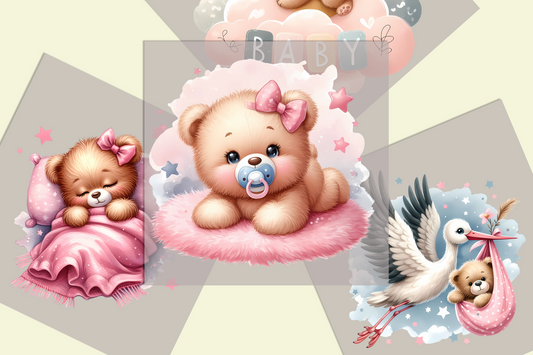 Baby Teady Bear Bundle x10 DTF Transfer