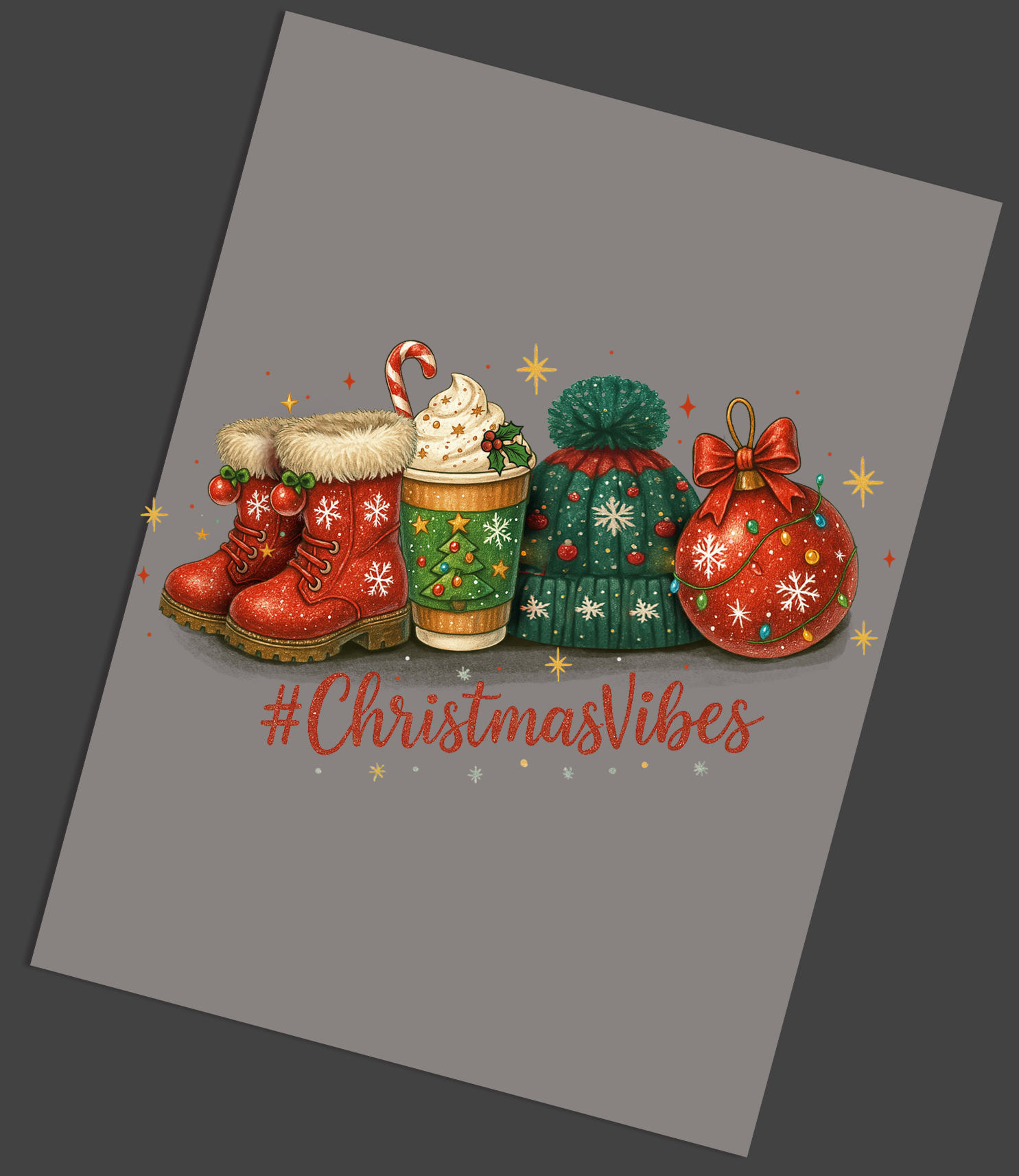 Christmas Vibes Cocoa Mug DTF Transfer image
