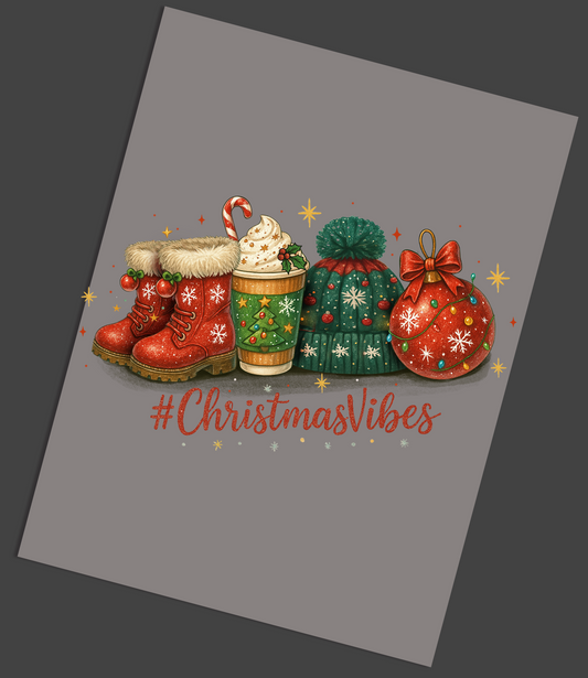 Christmas Vibes Cocoa Mug DTF Transfer image
