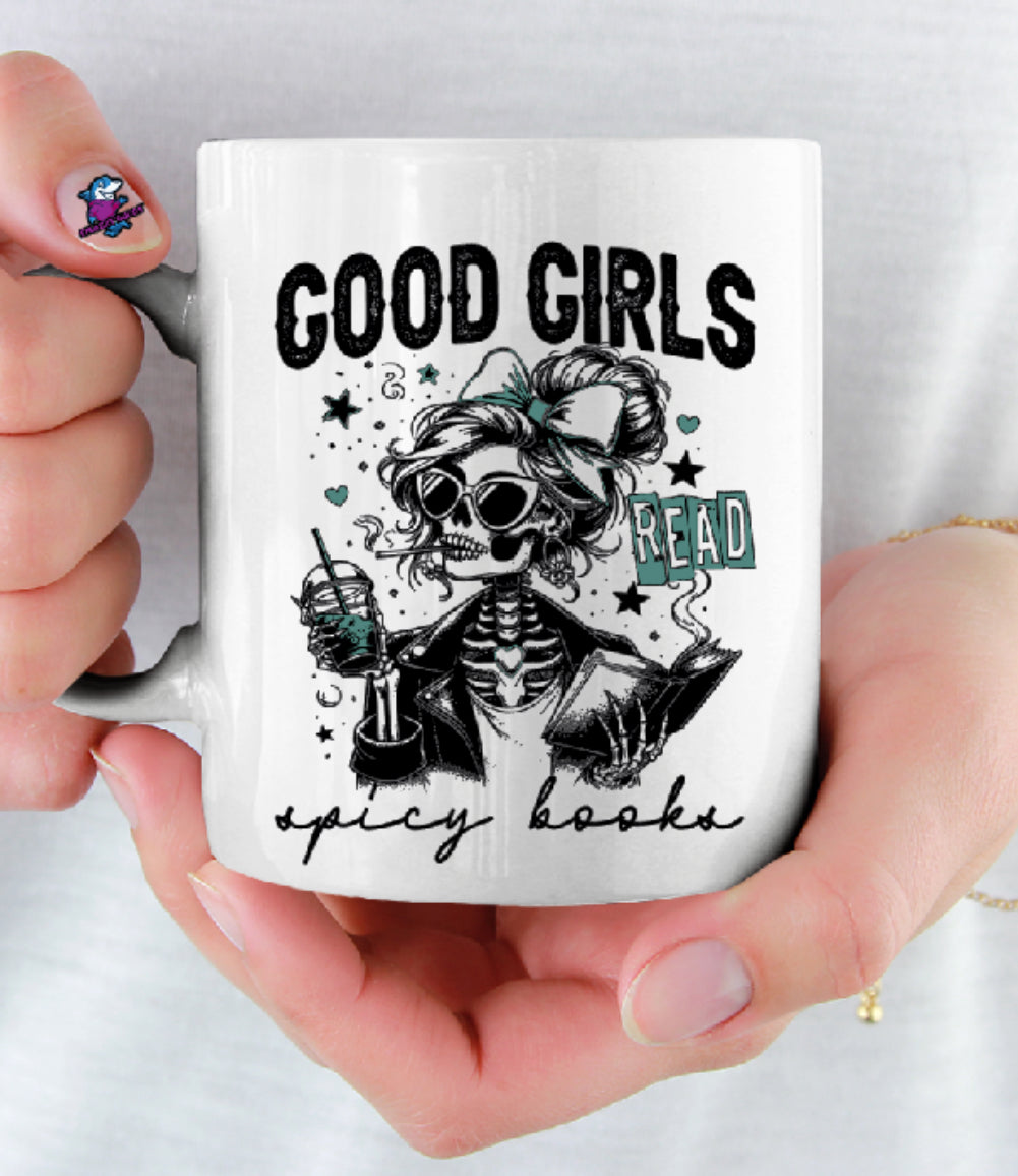 Good Girls Read Spicy Books Gothic Halloween Lover 11oz Cup Mug