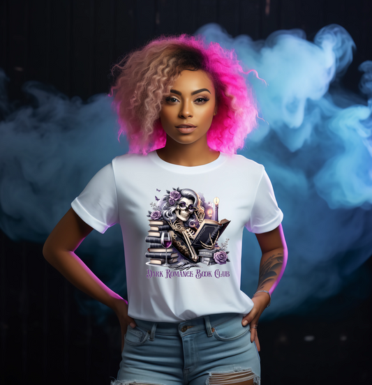 Person wearing a white t-shirt with a graphic design in front of a smoke background