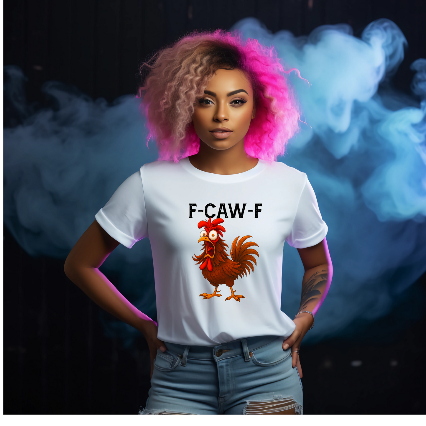 F-Caw-F Chicken T-Shirt, Funny FCAWF Graphic Tee for Men & Women, Hilarious Farm Animal Shirt, Casual Unisex Top, Viral Meme Style