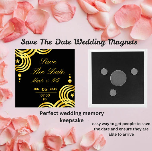 Save The Date Wedding Photo Magnet Gold - Personalised Memory Keepsake
