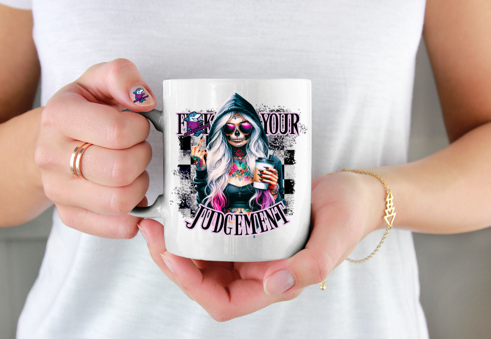 F your judgement rude gothic printed cup christmas gift