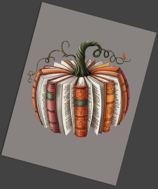 Pumpkin made of books DTF Transfer