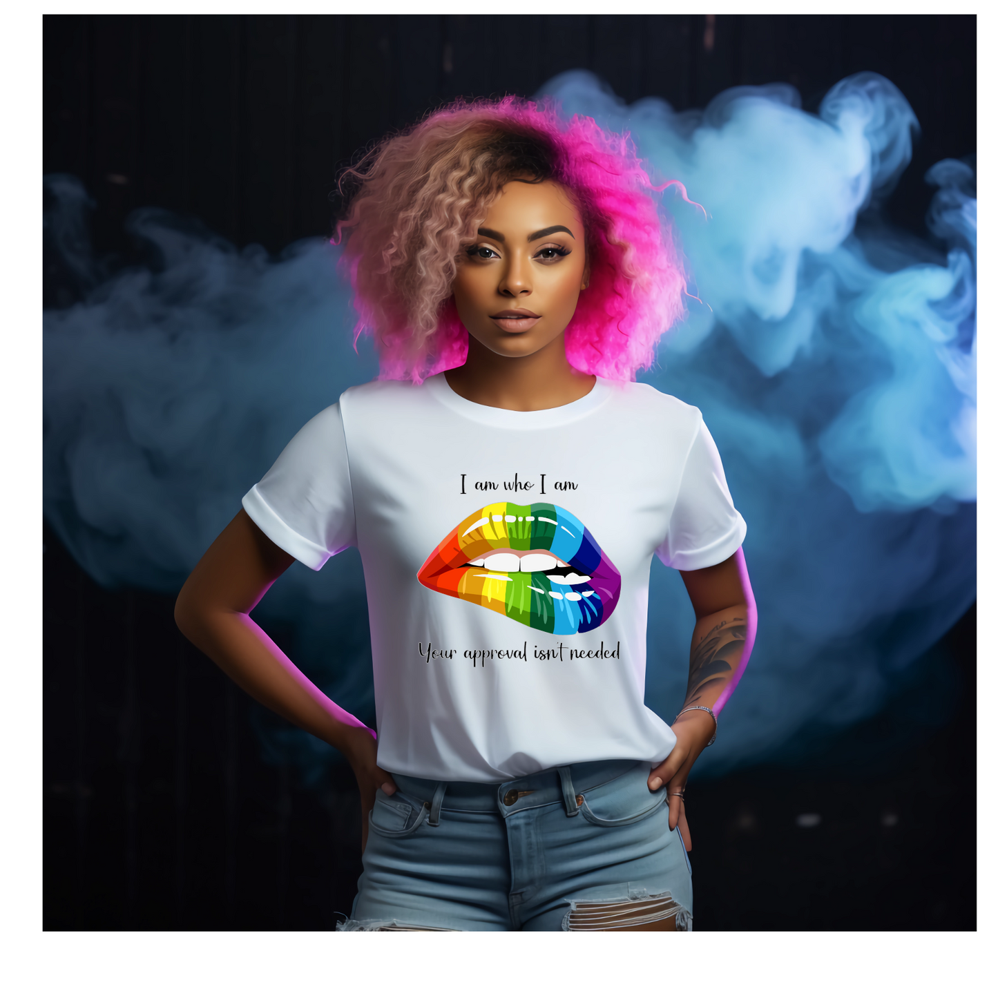 I Am Who I Am Lips - White Tshirt