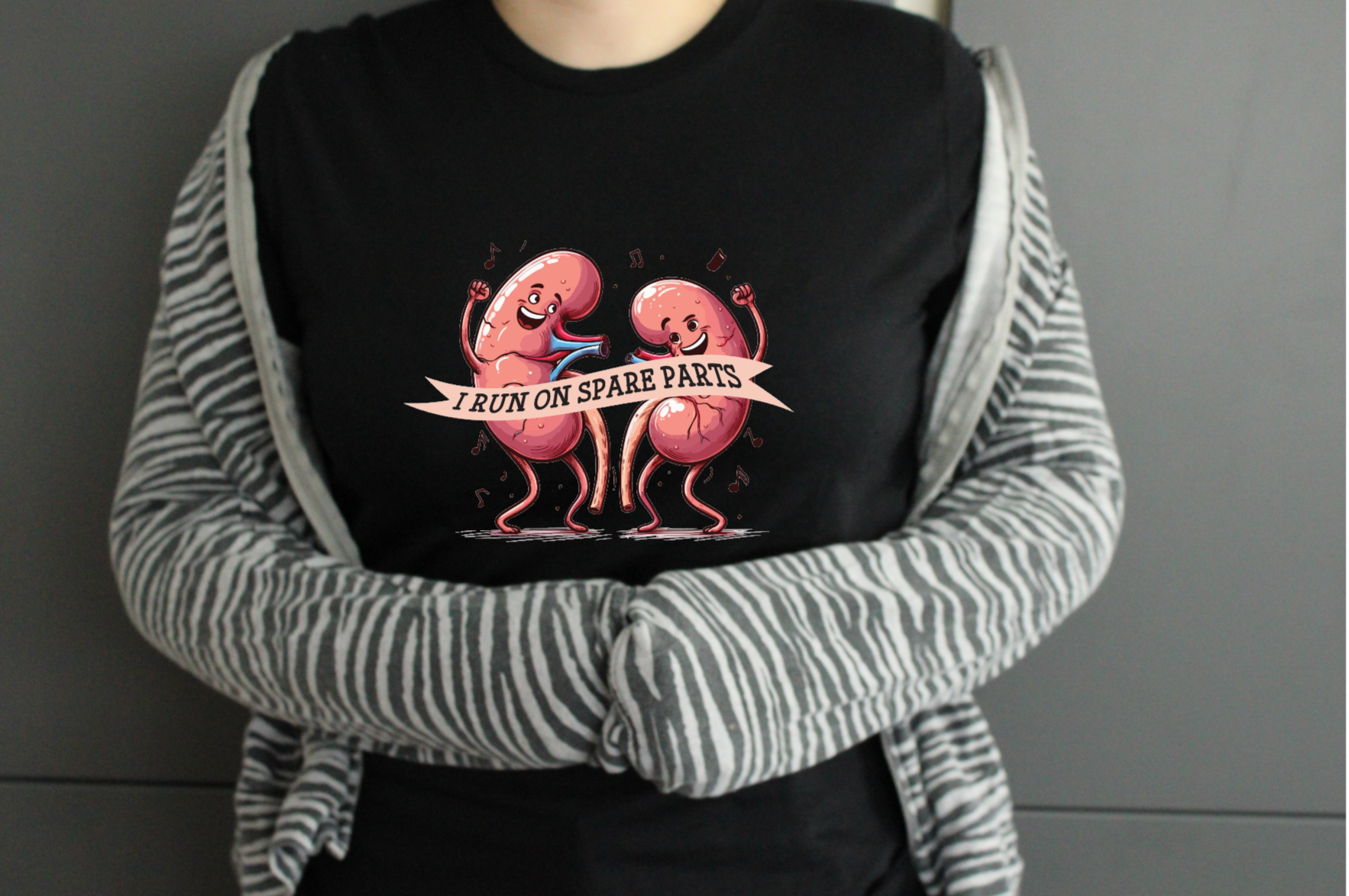 I run on spare parts kidney awareness black tshirt