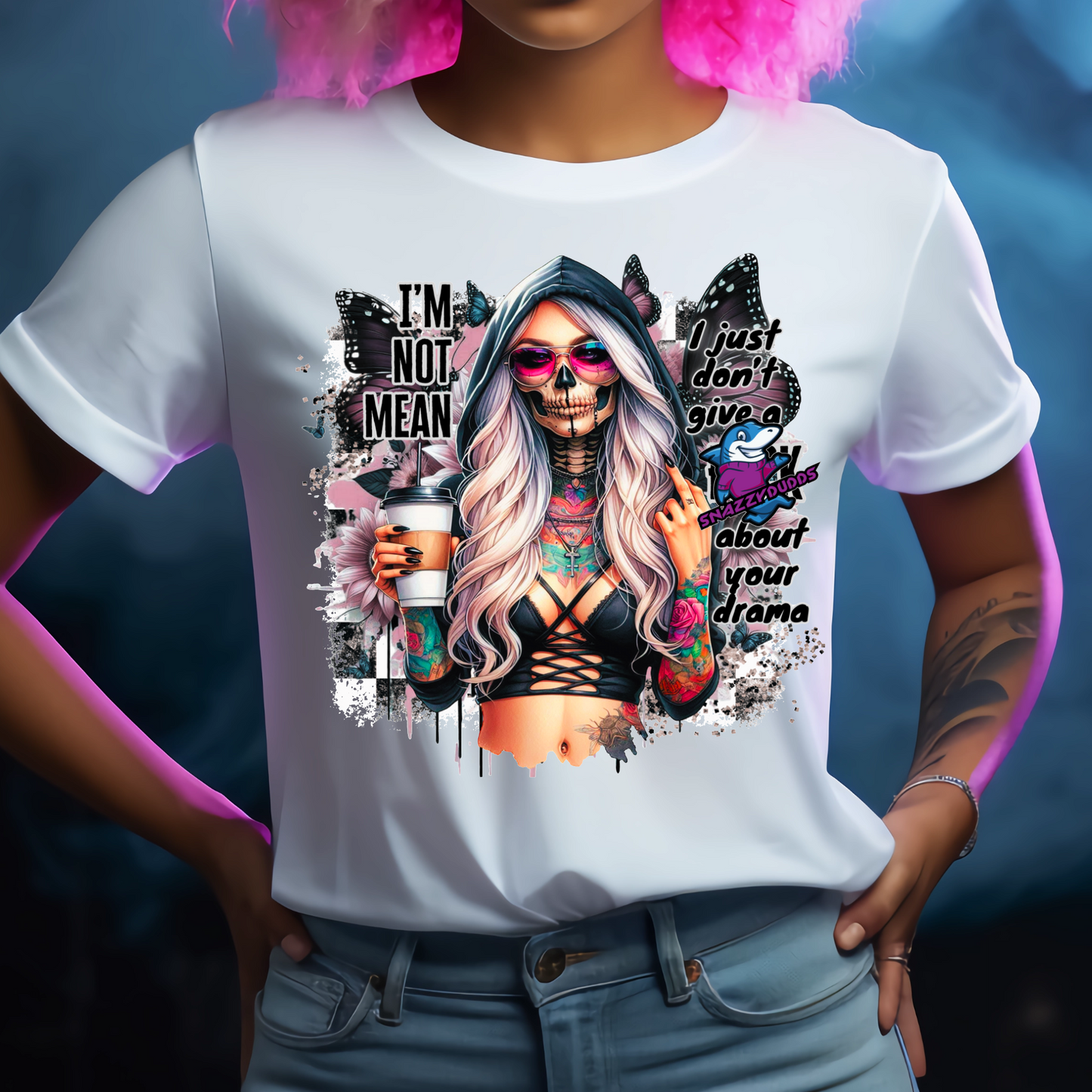 I'm Not Mean I Just Don't Give a, About Your Drama Birthday Christmas Gift Gothic Halloween Unisex Crew Neck Tshirt