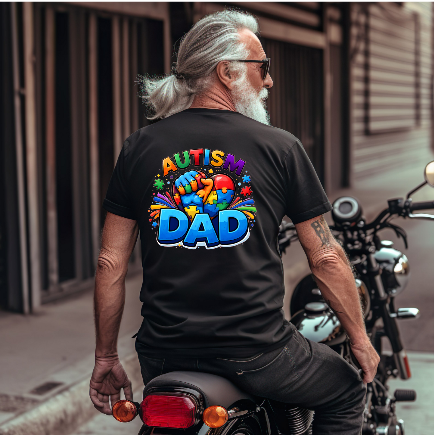 TSHIRT Autism Dad - Fathers Day Birthday Autism Awareness Unisex Casual Crew Neck Tshirt 100% Cotton