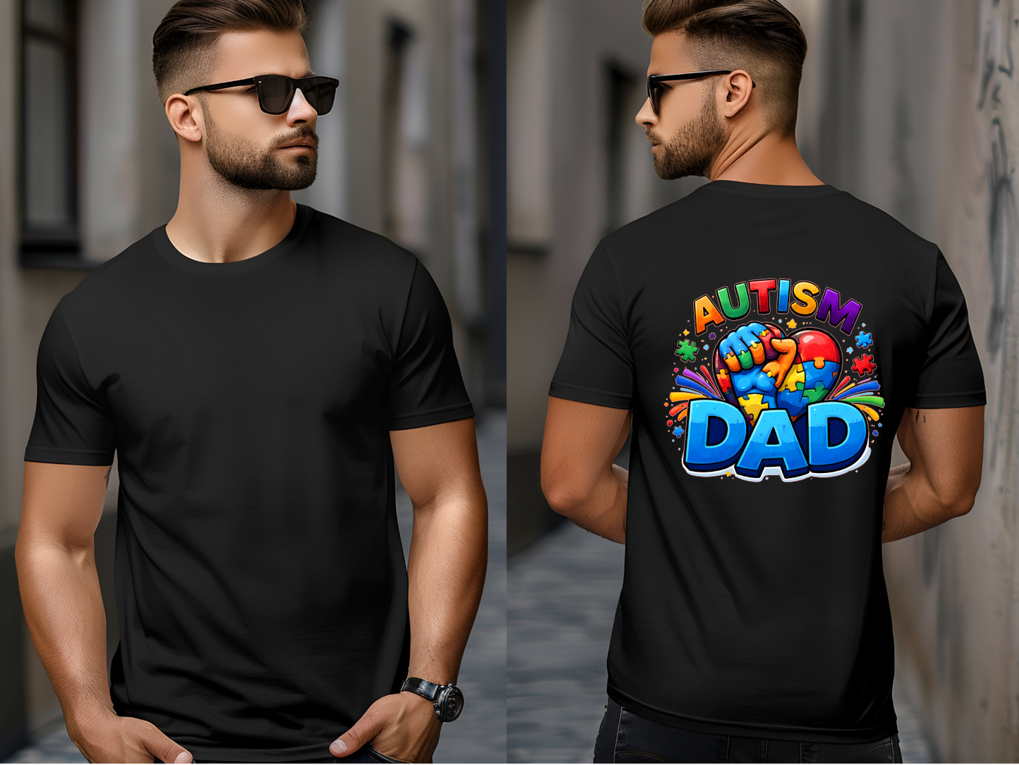 Autism Dad Black Tshirt