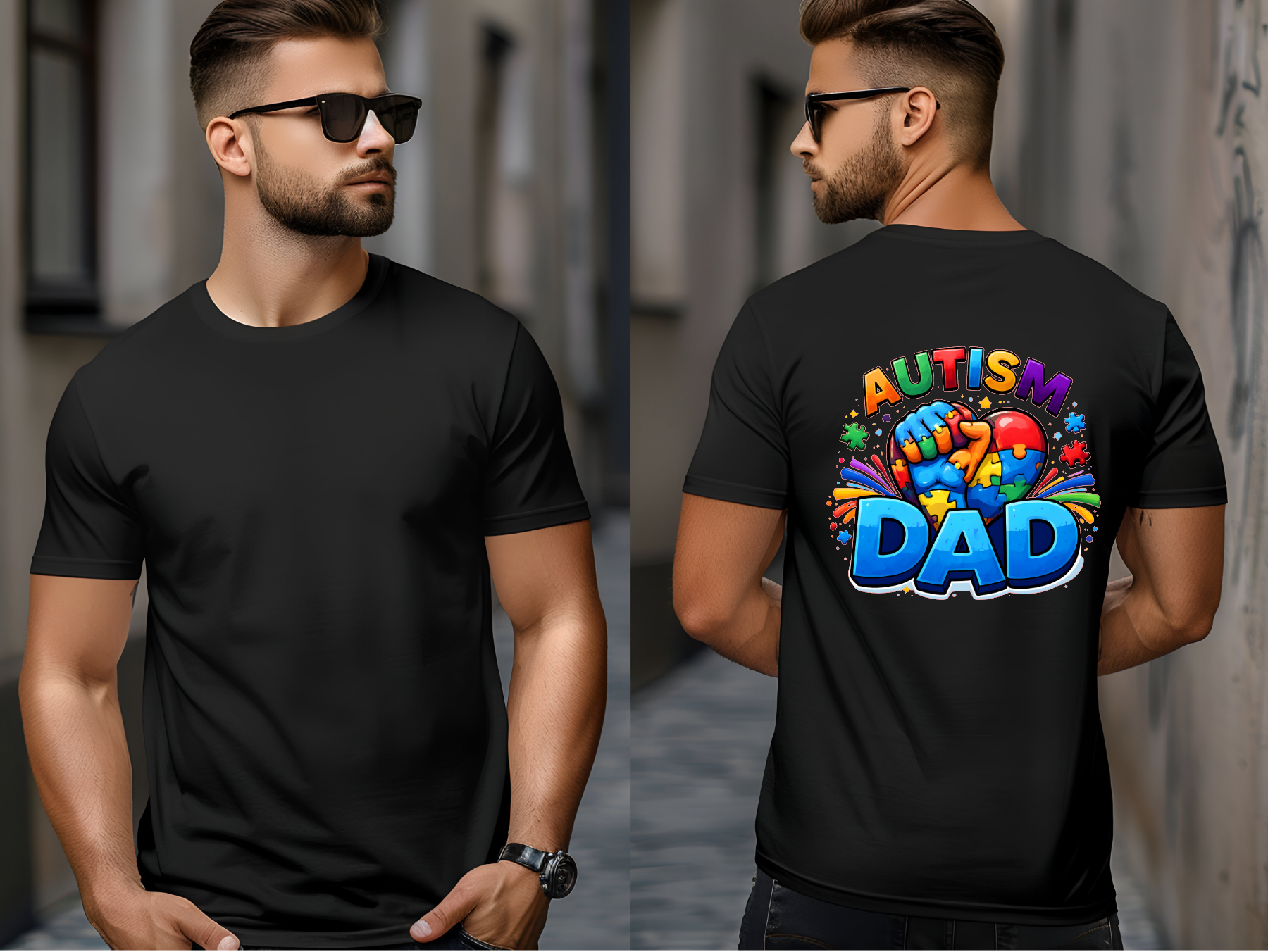 Autism Dad Black Tshirt