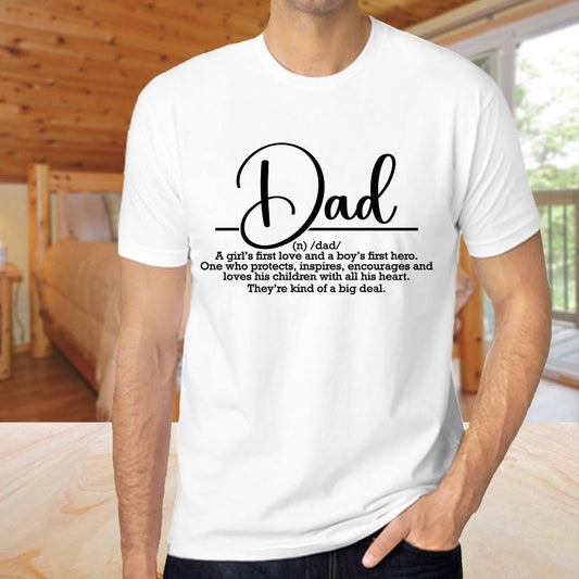 Dad Birthday Fathers Day Tshirt Noun Poem Gift 100% Cotton Casual Crew Neck White