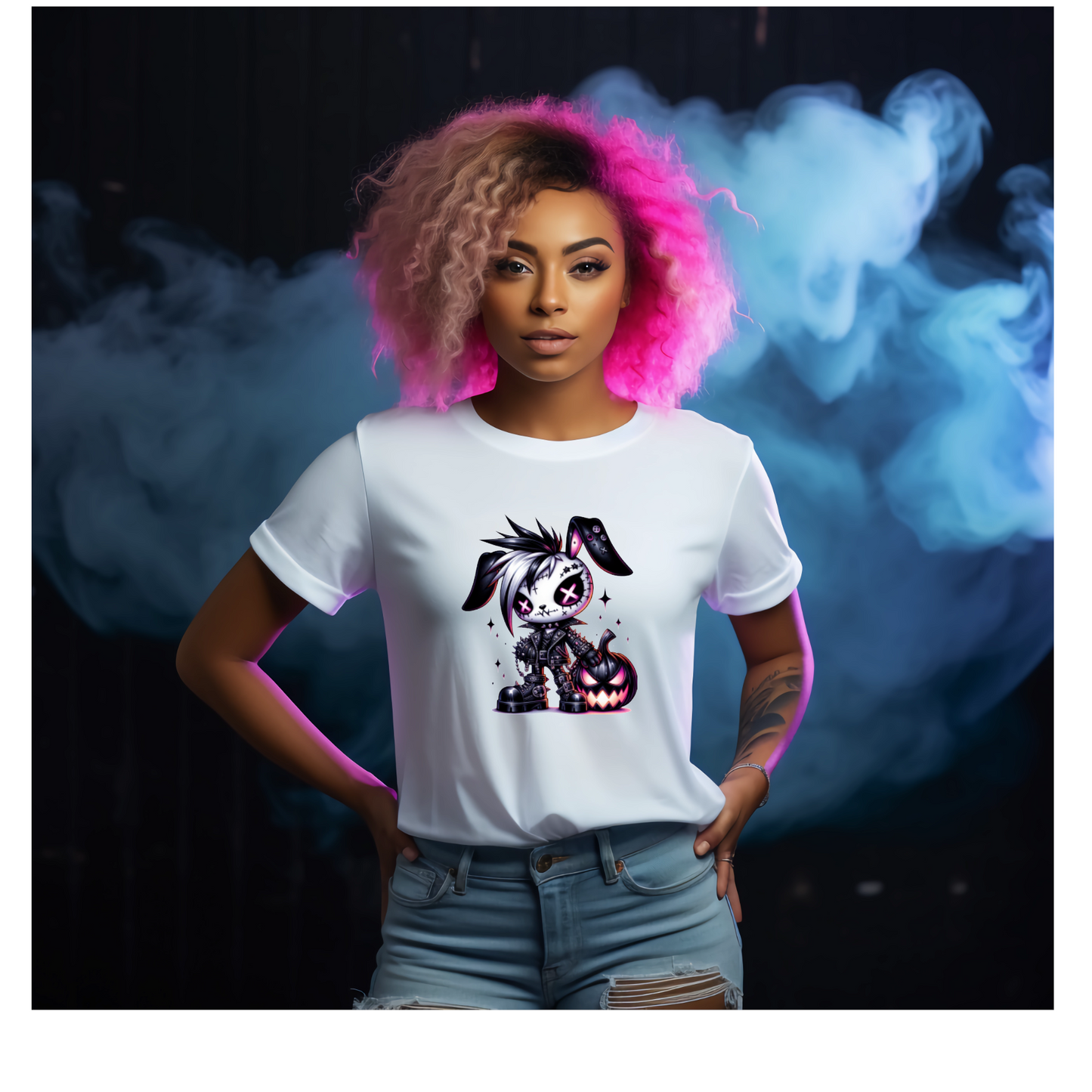 Neon Gothic Halloween Animals Unisex Crew Neck Tshirt