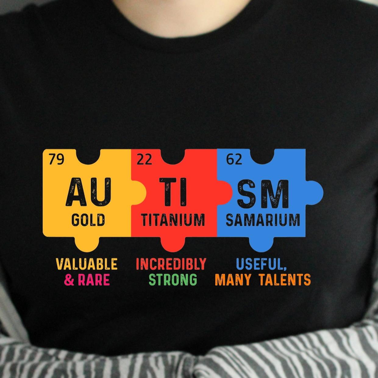 TSHIRT Autism Periodic Table Values - Autism Awareness Unisex Casual Crew Neck Tshirt 100% Cotton