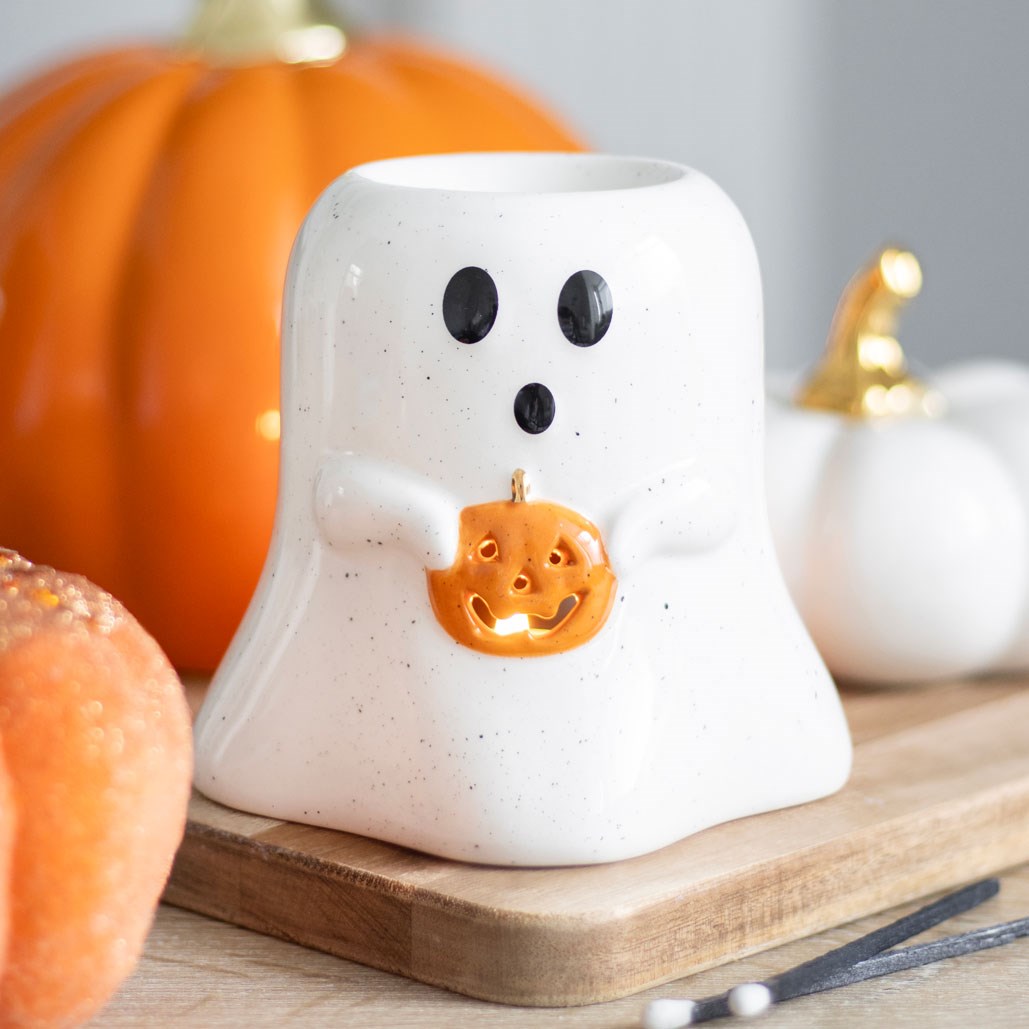 GHOST SHAPED Wax / OIL BURNER WITH PUMPKIN With FREE GIFT