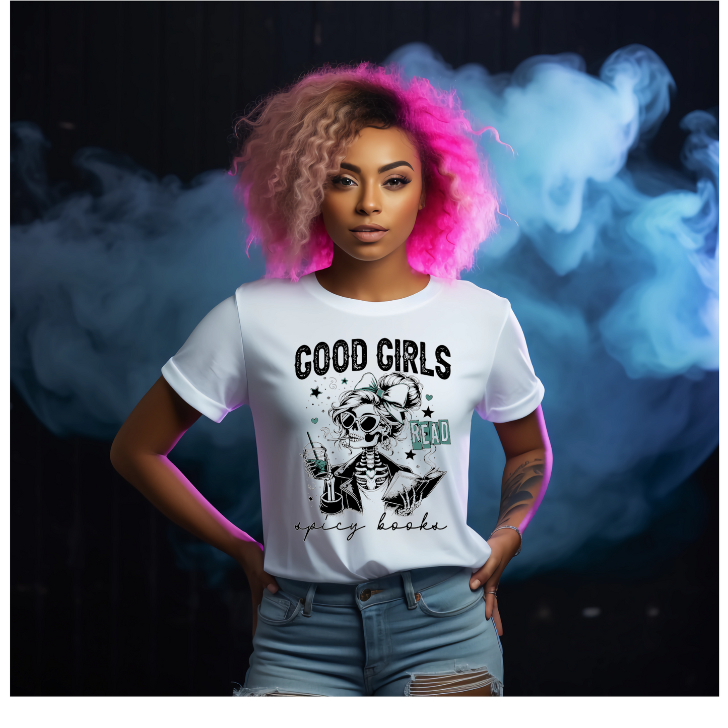 Good Girls Read Spicy Books Dark Romance Gothic Halloween Lovers White Tshirt