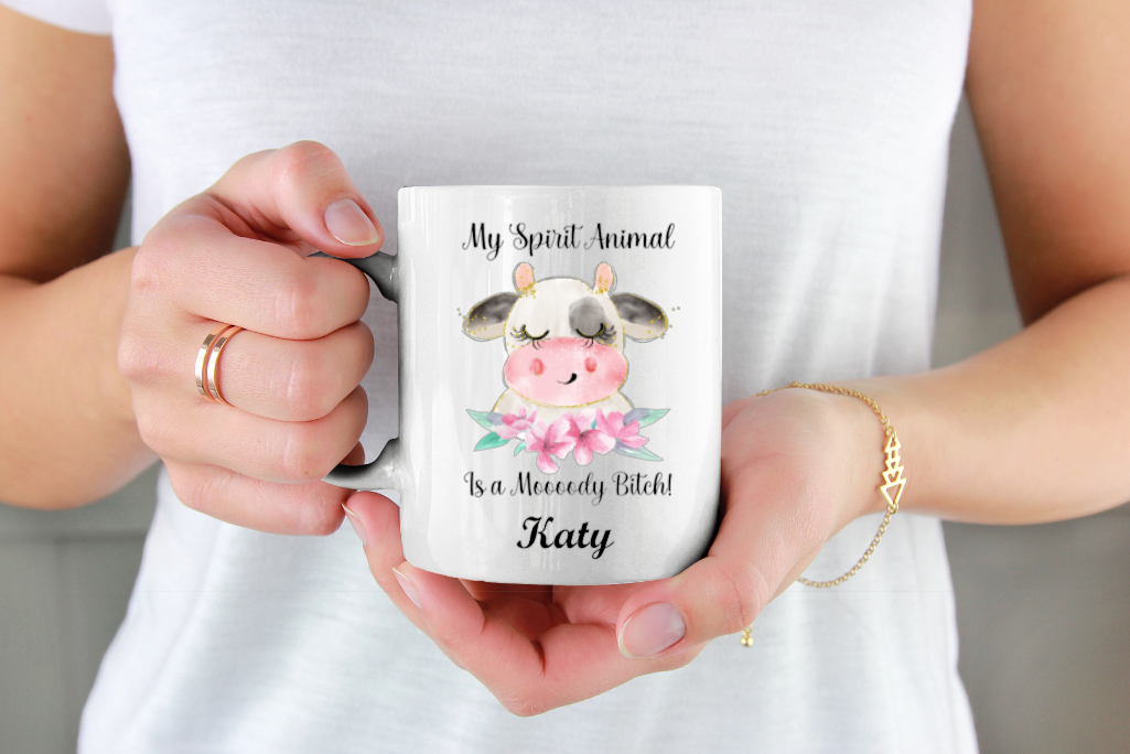 My Spirit Animal is a Moody Bitch Rude Personalised work cup