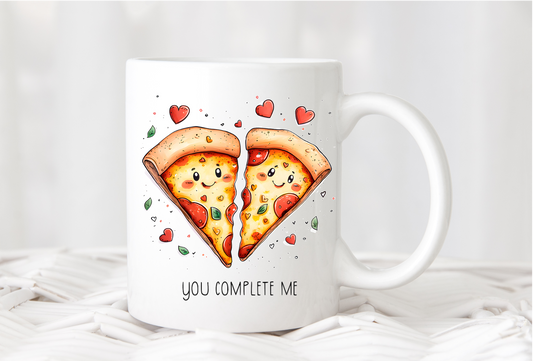 Personalised You Complete Me Pizza Cartoon cup, mug, Valentines Anniversary