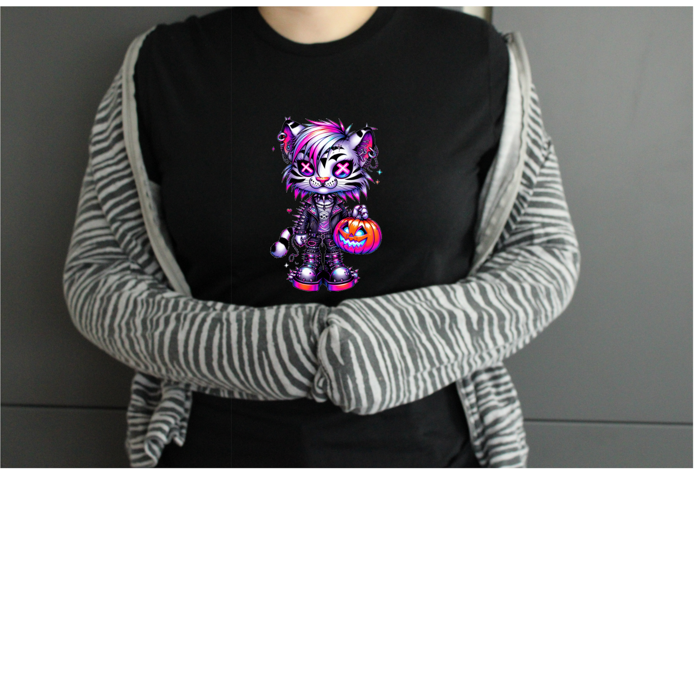 Neon Gothic Halloween Animals Unisex Crew Neck Tshirt